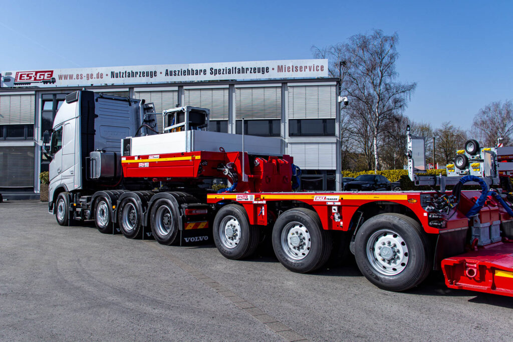 MAX Trailer MAX710 als 3+5-Kombination, Detailaufnahme des vorderen Fahrwerks