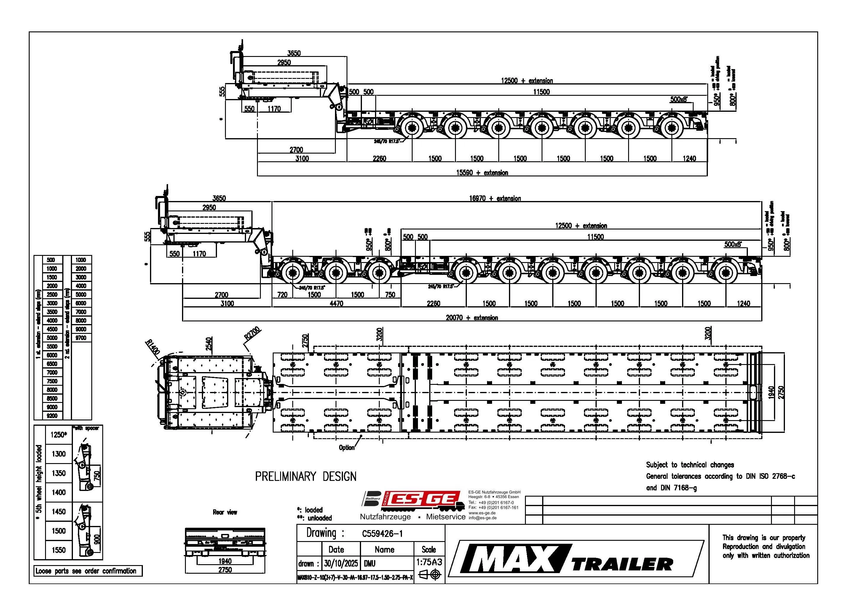MAX Trailer - 10x12t, 2-fach teleskopierbar